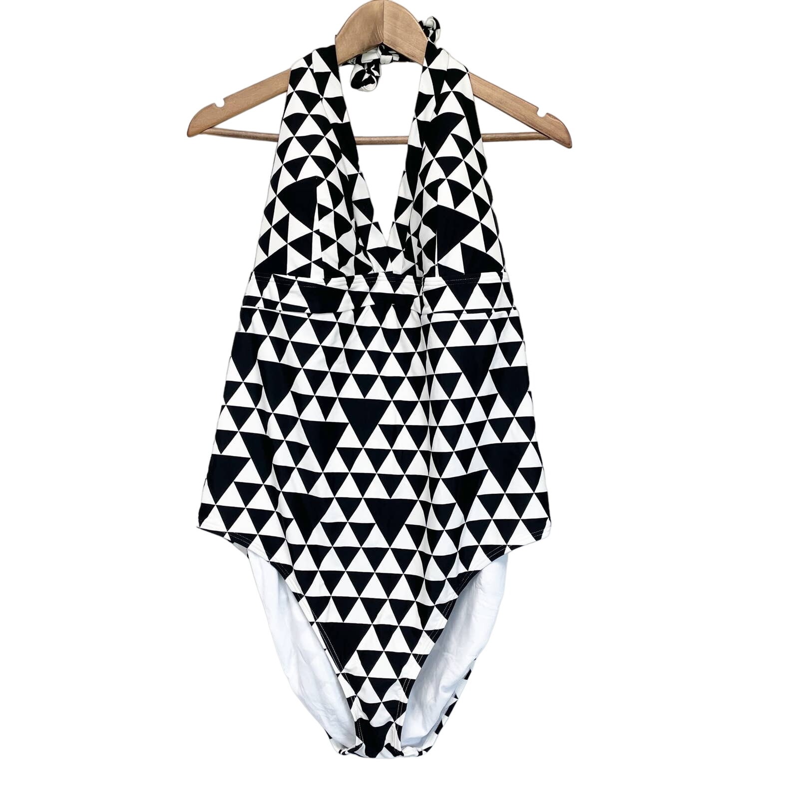 Beach Party Plus Size 22 Swimsuit One-Piece Halter Neck Geometric Summer Travel